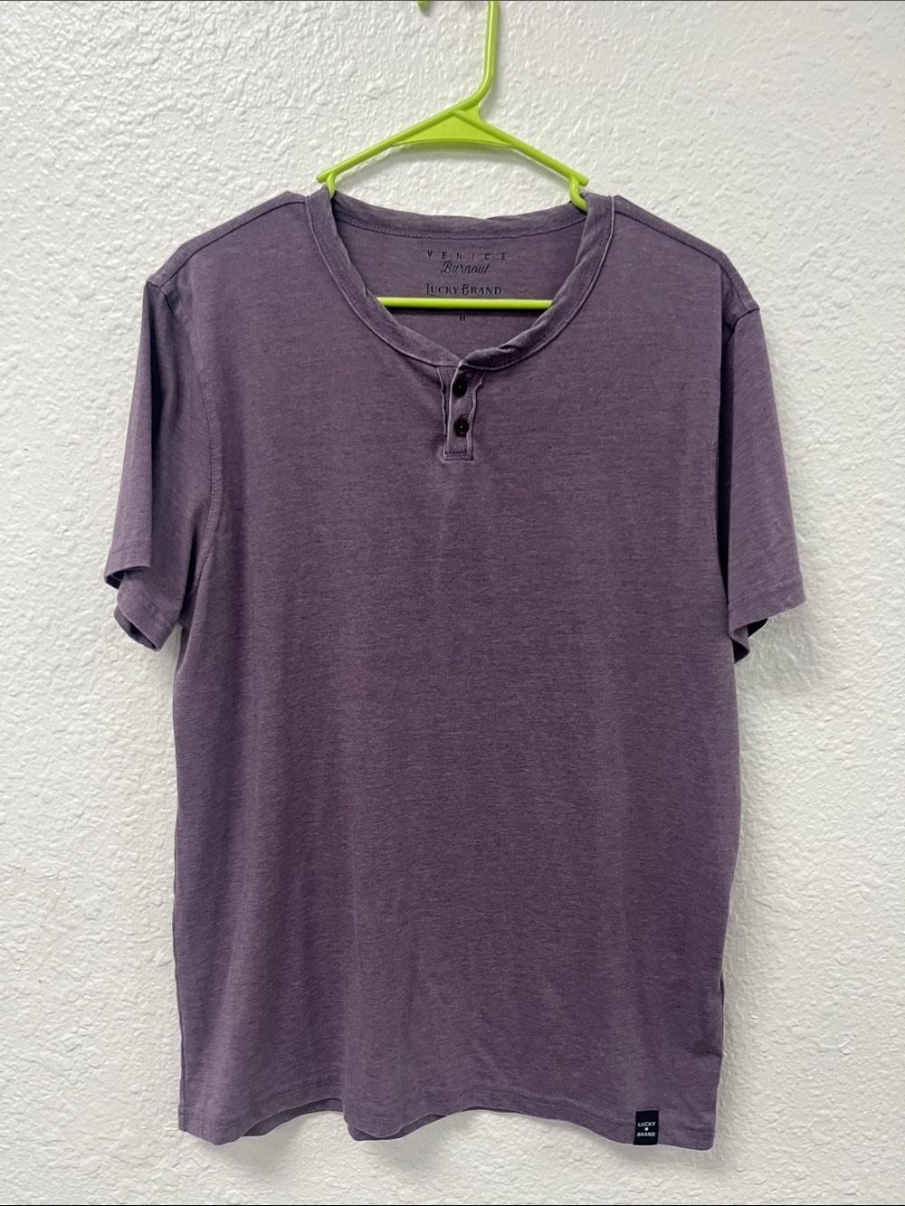 Lucky Brand Men's Short Sleeve Henley - Plum Fade #1025